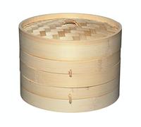 KitchenCraft World of Flavours 2cm Bamboo Steamer Basket, 2 Tier, Ideal for Best for Dim Sum, Vegetables, Bao Buns, Meat and Fish, Beige