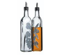 KitchenCraft World of Flavours Decorated Glass Oil and Vinegar Bottles, 500 ml, 2 Count (Pack of 1)