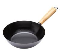 KitchenCraft World of Flavours Induction Safe Non Stick Wok with Wooden Handle, Carbon Steel, 25 cm