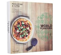 KitchenCraft World of Flavours Ceramic Traditional Italian Pizza Stone Set
