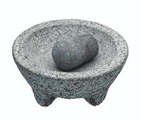 KitchenCraft World of Flavours Mexican Pestle and Mortar Set, Natural Granite, 20cm (8''), Grey