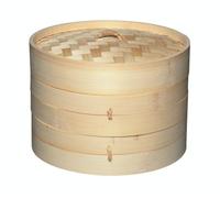 KitchenCraft World of Flavours 2cm Bamboo Steamer Basket, 2 Tier, Ideal for Best for Dim Sum, Vegetables, Bao Buns, Meat and Fish, Beige