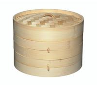 KitchenCraft World of Flavours Oriental Medium Two Tier Bamboo Steamer and Lid - Brown - Bamboo - Steaming Basket
