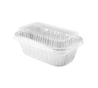 KitchenDance Disposable Aluminum 1 Lb Mini Loaf Pan with Clear Lid - 15 Ounces Aluminum Foil Heavy Duty Mini Loaf Baking Pan, Aluminum Foil Pans for Baking, Cooking, Storing, Preparing Food, 20 Sets