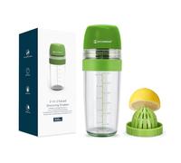 KITCHENDAO 2 in 1 Salad Dressing Shaker Container with Citrus Juicer, Dripless Pour, Leak-free, Soft Grip, Dishwasher Safe, BPA Free, Homemade Salad Dressing Bottle Mixer Measure, 350ml (1-1/2 Cups)