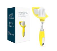 KITCHENDAO 4 in 1 Citrus Tool - Citrus Reamer with Catching Cup, Channel Knife，Lemon Zester， Grater - Soft Touch Grip - Compact for Easy Storage - Dishwasher Safe