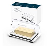 KITCHENDAO Airtight Flip-Top Butter Dish with Lid for Countertop and Refrigerator, Butter Keeper, Plastic Butter Holder Tray for 2 Sticks East Coast/West Coast/European Style/ Kerrygold Butter