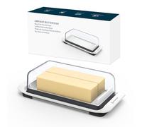 KITCHENDAO Butter Dish with Lid, Plastic Plastic Fridge Door, Large Capacity, Dishwasher Safe, Butter Dish Butter Container for 2 Bars East Coast/West Coast/Kerry Gold Butter, KD20239