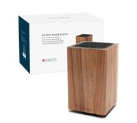 KITCHENDAO Magnetic Knife Block Without Knives, 360° Rotary Acacia Wood Knife Holder, Large Universal Knife Storage with Magnet, Countertop Butcher Block Knife Stand for Easy Kitchen Storage