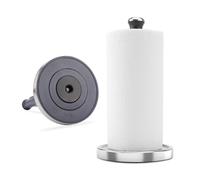 KITCHENDAO Paper Towel Holder Countertop, Smooth Rotation One-handed Tear, Standing Paper Holder with Weighted Base Non-slip PU Glue, Stainless Steel Paper Roll Holder for Kitchen