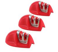 KitchenIQ 51421 Edge Grip 2-Stage Knife Sharpener, Red 3-Pack