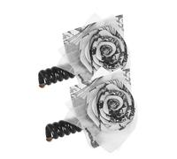 KITCHENKARATLY 2pcs Braided Telephone Wire Hair Bands with Flower Beads Elastic Spiral Ponytail Holders for Women Puff Bubble Braid Hair Wrap Strings with Thousand Character Detail Easy