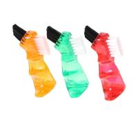 KITCHENKARATLY 3Pcs Double-Head Mini Denture Brushes Portable Multi-Functional Cleaning Tools for Personal Denture Care with Ergonomic Handle in Red Orange Green