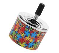 KITCHENKARATLY Rotating Lid Stainless Steel Ashtray Automatic Self-extinguishing Metal Desktop Ash Holder for Home Decor Souvenir with Break-resistant Construction and Creative Design