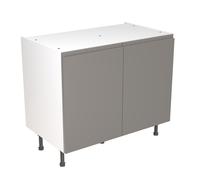 KitchenKit Flatpack J-Pull 1000 Base Kitchen Cabinet 720 x 1000 x 570mm (HxWxD) - Gloss Dust Grey