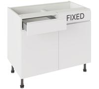 KitchenKit Flatpack J-Pull 1000 Drawerline Base Cabinet 720 x 1000 x 570mm (HxWxD) - Gloss White