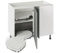 KitchenKit Flatpack Shaker 1000 Base Kitchen Cabinet with Dual-Handed Nuvola Blind Corner 720 x 1000 x 570mm (HxWxD) - Matt Sage Green