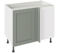 KitchenKit Flatpack Shaker 1000 Blind Corner Base Kitchen Cabinet 720 x 1000 x 570mm (HxWxD) - Matt Sage Green