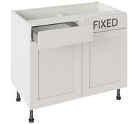 KitchenKit Flatpack Shaker 1000 Drawerline Base Cabinet 720 x 1000 x 570mm (HxWxD) - Matt Light Grey