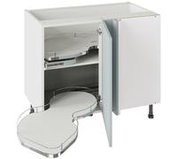 KitchenKit Flatpack Slab 1000 Base Kitchen Cabinet with Dual-Handed Nuvola Blind Corner 720 x 1000 x 570mm (HxWxD) - Supermatt Aquamarine
