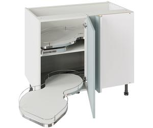 KitchenKit Flatpack Slab 1000 Base Kitchen Cabinet with Dual-Handed Nuvola Blind Corner 720 x 1000 x 570mm (HxWxD) - Supermatt Aquamarine