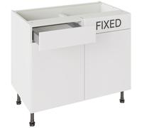 KitchenKit Flatpack Slab 1000 Drawerline Base Cabinet 720 x 1000 x 570mm (HxWxD) - Supergloss White