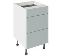 KitchenKit Flatpack Slab 500 3 Drawer Base Kitchen Cabinet 720 x 500 x 570mm (HxWxD) - Supermatt Aquamarine