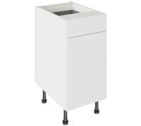 KitchenKit Flatpack Value Slab 400 Drawerline Base Cabinet 720 x 400 x 570mm (HxWxD) - Matt Snow White