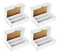 KITCHENLESTAR 4-Pack Card Storage Box - Holds 2340, Ideal for Sports, Trading, Soccer & Basketball - Durable White Organizer Box for Storing & Protection