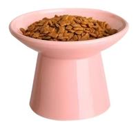KITCHENLESTAR 6.2 Inch Extra Wide Elevated Ceramic Cat Bowls, Food and Water Bowl Set for Elder Big Cats Small Dogs, Raised Design for Pet Easy Eating, Protect Cat's Spine Set of 1(Pink)