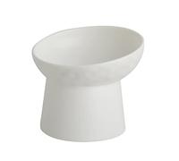 KITCHENLESTAR Small Ceramic Raised Cat Bowls, Tilted Elevated Food or Water Bowls, Stress Free, Backflow Prevention, Dishwasher and Microwave Safe, Lead & Cadmium Free(White)