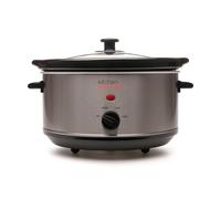 KitchenPerfected 3.5Ltr Oval Slow Cooker - 3 Heat Settings - Removable Crock Pot - Power & Temp Indicator Light - Toughened Glass Lid - Cool Touch Handles - Brushed Steel - E3036SS