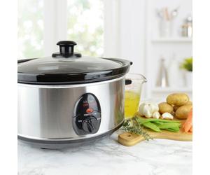 Kitchenperfected 3.5Ltr Oval Slow Cooker- Brushed Steel