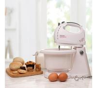 Kitchen Perfected Electric Stand Mixer with Bowl, 2L, 300W, Tilting Stand and Whisks and Dough Hooks, 5-Speed Hand Mixer with Turbo Function - E5434WH