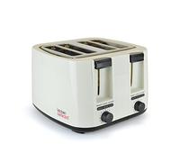 KitchenPerfected 4 Slice Wide Slot Toaster, 7 Browning Settings, Defrost/Reheat/Cancel, High Lift, Centralisation Even Toasting - Cream & Black - E2115WI