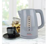 KitchenPerfected Quiet Rapid Boil Eco-Friendly Cordless Kettle - 3000w, 1 cup boil, 1.5 Litre (6 cups), Removable Filter - Grey - E1526GR