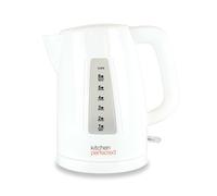 Kitchen Perfected Quiet Rapid Boil Eco-Friendly Cordless Kettle - 3000w, 1 cup boil, 1.5 Litre (6 cups), Removable Filter - White - E1526WH