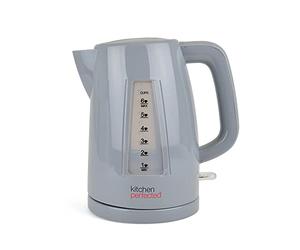KitchenPerfected Quiet Rapid Boil Eco-Friendly Cordless Kettle - 3000w, 1 cup boil, 1.5 Litre (6 cups), Removable Filter - Grey - E1526GR