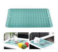 KitchenRaku Dish Drying Mat, Silicone Draining Board Mat, Heat Resistant Dish Draining Mat for Kitchen,Non-Slip Silicone Trivet,Table Mat,Pot Holder,Placemat,Spoon Rest, Coaster (Teal, 40x45cm)