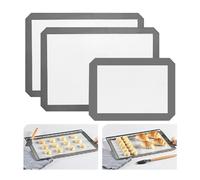 KitchenRaku Silicone Baking Mat Set of 3, 2 Half Sheets (42 x 29.5 cm) + 1 Quarter Baking Sheet Reusable Silicone Cooking Mat, BPA Free Baking Sheet for Cookies, Macarons Bread & Pastry
