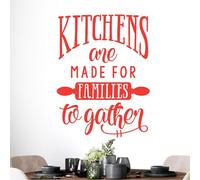 Kitchens are Made for Families to Gather - Kitchen Wall Quote, Wall Art Sticker [Medium] [Poppy]