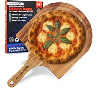 KitchenStar 14-Inch Acacia Wood Pizza Peel - Large Wooden Cutting & Serving Board with Handle - Natural Oil Finish - Ideal Pizza Oven Accessory for Easy Sliding & Prep