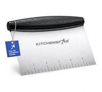 KitchenStar Dough Scraper 6-inch, Stainless Steel Bench Scraper with Measurement Markings & Non-Slip Handle, Pastry Cutter for Bread, Pizza & Vegetables, Dishwasher Safe