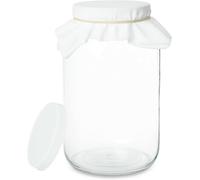 kitchentoolz 1 Gallon Glass Kombucha Jar - Home Brewing and Fermenting Kit with Cheesecloth Filter, Rubber Band and Plastic Lid