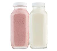 kitchentoolz 16oz Square Glass Milk Bottle with Lid - Airtight Vintage Reusable Dairy Drinking Jars Containers for Milk, Yogurt, Smoothies, Juice, Kefir, & Water -2 Pack 16 oz Glass Bottles with Lids