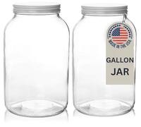 kitchentoolz 2 Pack - 1 Gallon Glass Mason Jar Wide Mouth with Airtight Metal Lid - Safe for Fermenting Kombucha Kefir - Pickling, Storing and Canning- USDA Approved BPA-Free Dishwasher Safe