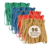 Kitchentoolz 96 Pack Moving Bands & Moving Blankets - Heavy-Duty Rubber Mover Bands in 4 Sizes - 24 Each of 25", 30", 36", 42" - Secures Furniture, Drawers, Supplies