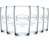kitchentoolz Drinking Glasses Set of 6 - Yorkshire Tumbler 16 oz Glassware Cups for Cold Drinks, Iced Tea, Water, Cocktails - Classic Mason Jar Style