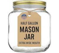 kitchentoolz Half Gallon Glass Mason Jar Wide Mouth with Airtight Metal Lid - Safe for Fermenting, Pickling, Sourdough & Kombucha - 64 oz Storage Capacity - Made in USA - BPA Free