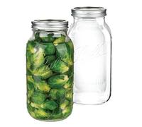 kitchentoolz Half-Gallon Wide Mouth Sourdough Starter Jars - 64 oz Glass Mason Jars with Airtight Lids - Perfect for Fermenting, Canning & Pickling - Made in USA - Pack of 2
